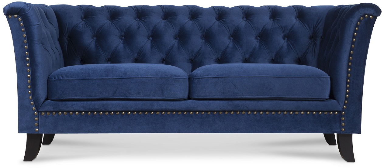 Milton Chesterfield 3-Sitzer Sofa - Samt dunkelblau + Textilpflege f�r M�bel