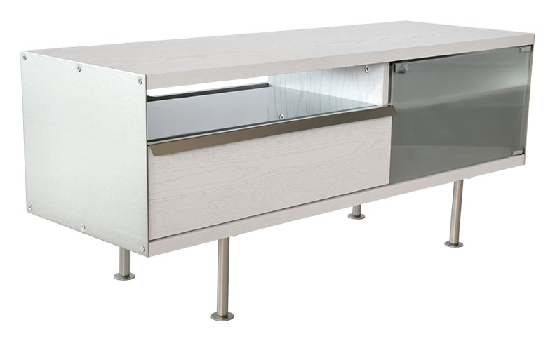 Mediaboard Frank - 116 cm (wei�es Eichenfurnier) + M�belf��e