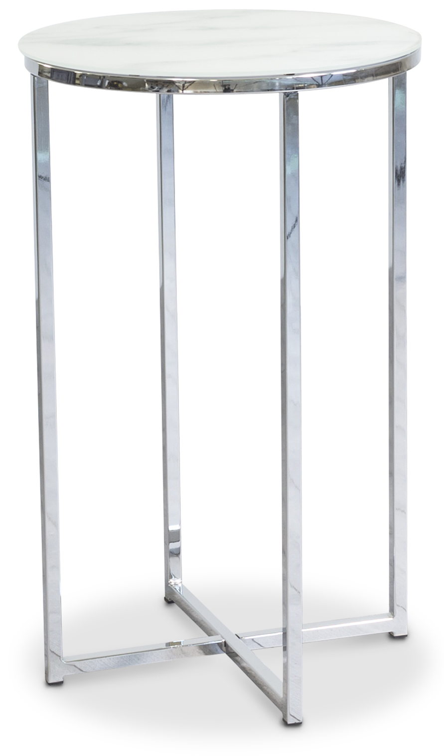 Palasso runder Lampentisch - Chrom/ leichte Marmorierung + M�belf��e