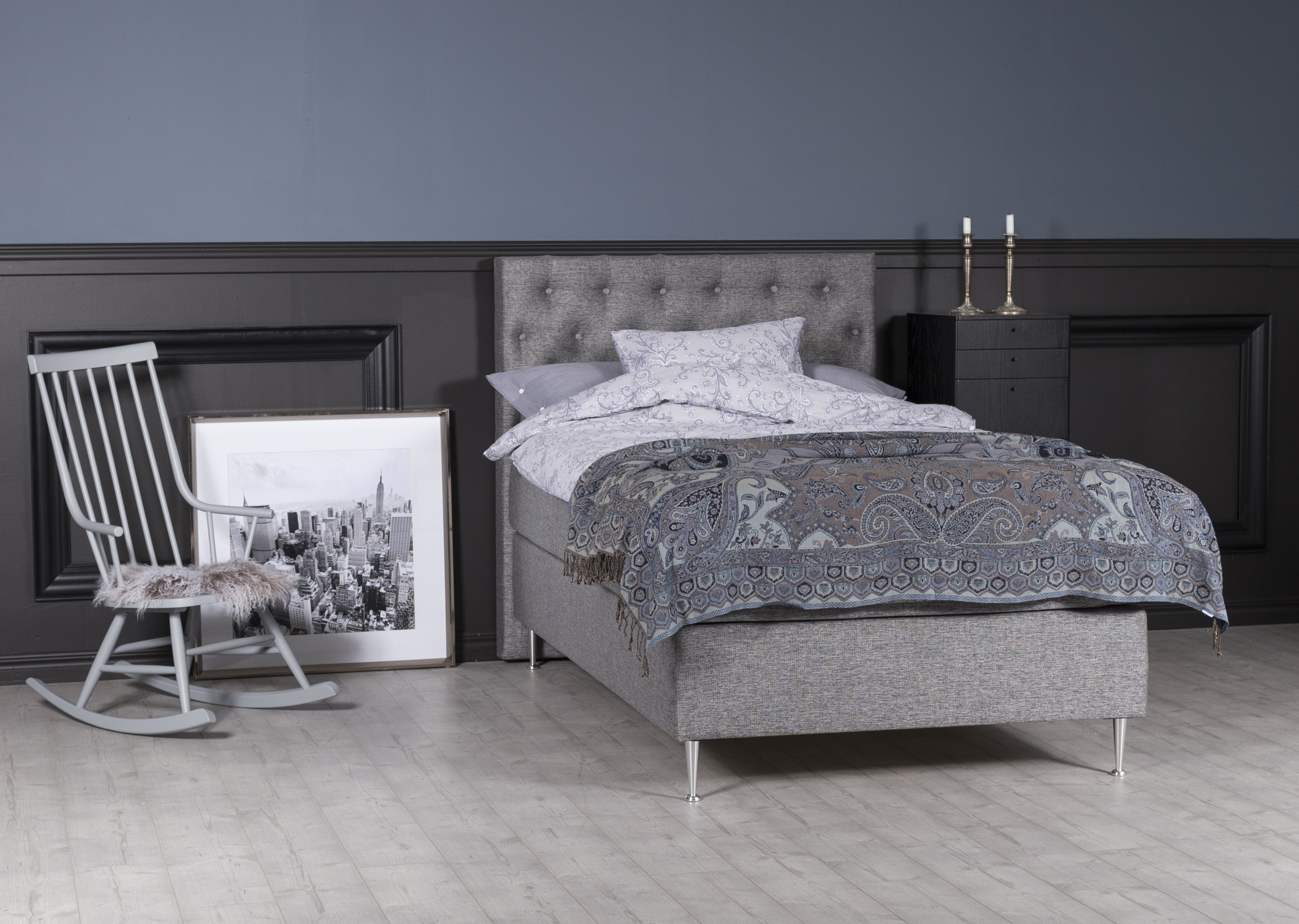 Dream komplettes Bettpaket inklusive Kopfteil und 7-Zonen Kontinentalbett 120 cm - grau Dream komplettes Bettpaket inklusive Kopfteil und 7-Zonen Kontinentalbett 120 cm - grau