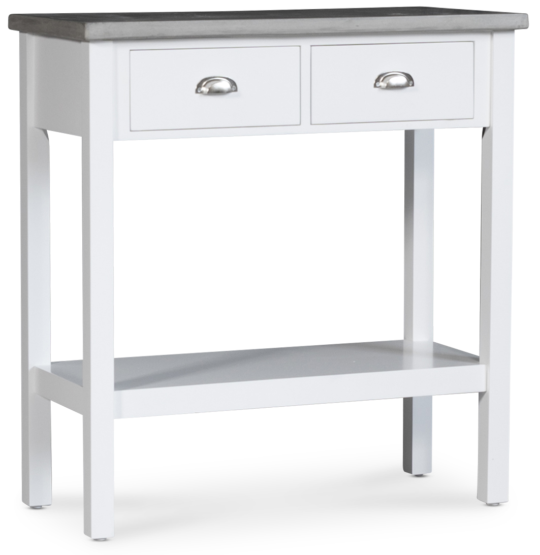 Hugo Entladetisch mit 2 Schubladen - Wei� / Zement +
