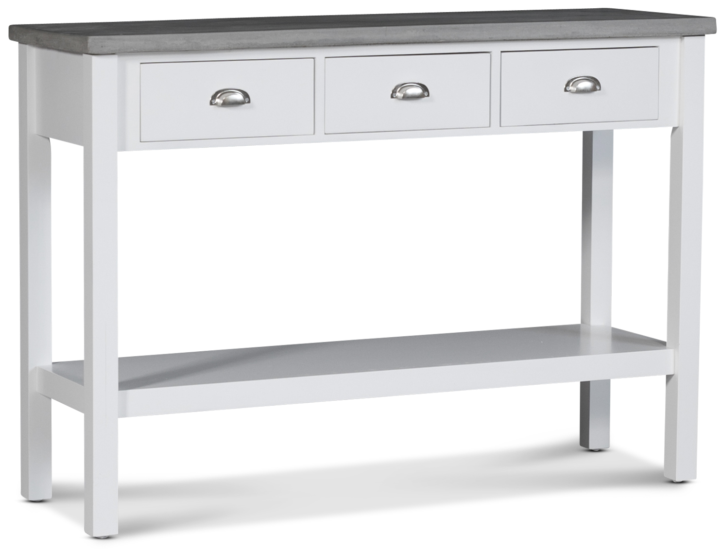 Hugo Relief Tisch mit 3 Schubladen - Wei�/Zement