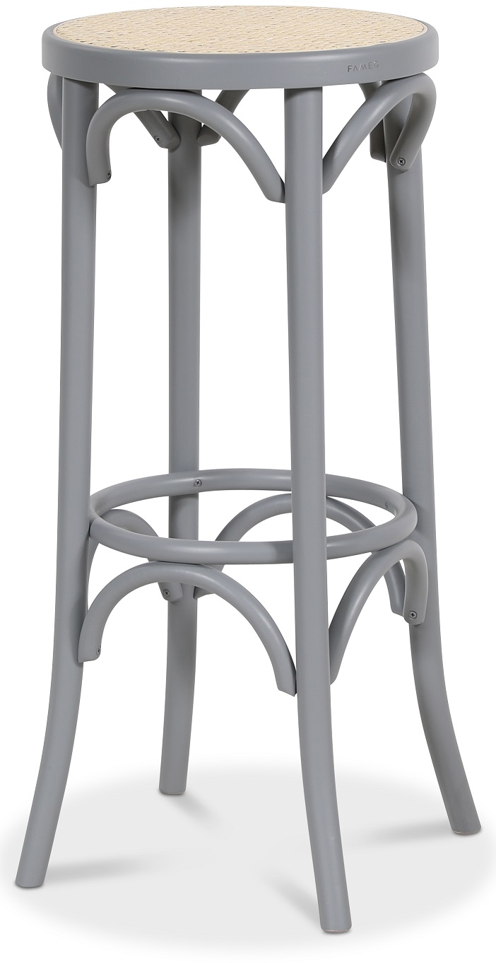 Bugholz Barhocker No 73 Classic- Grau / Rattan