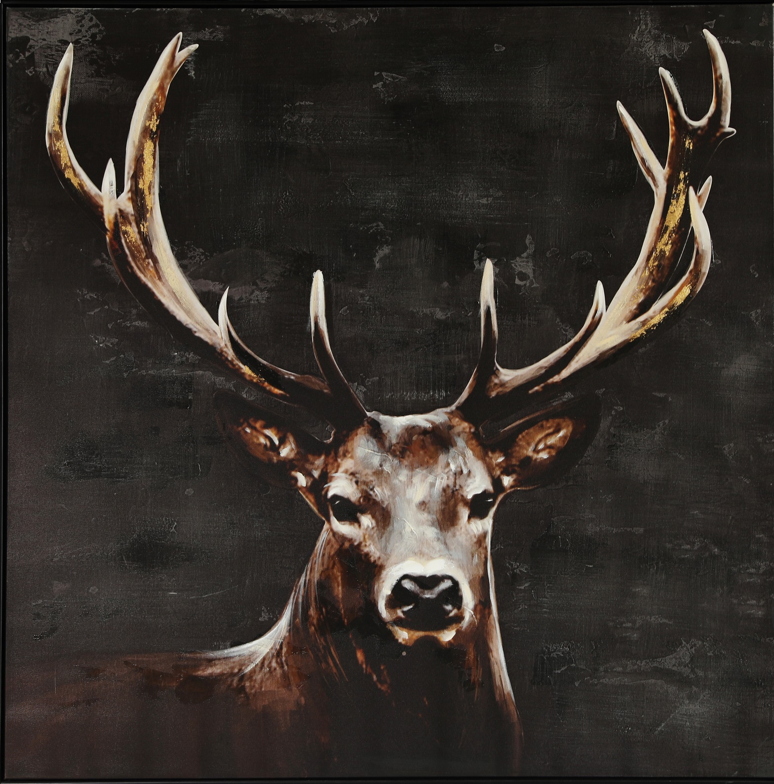 Bild mit Rahmen - Hirsch 100x100 cm