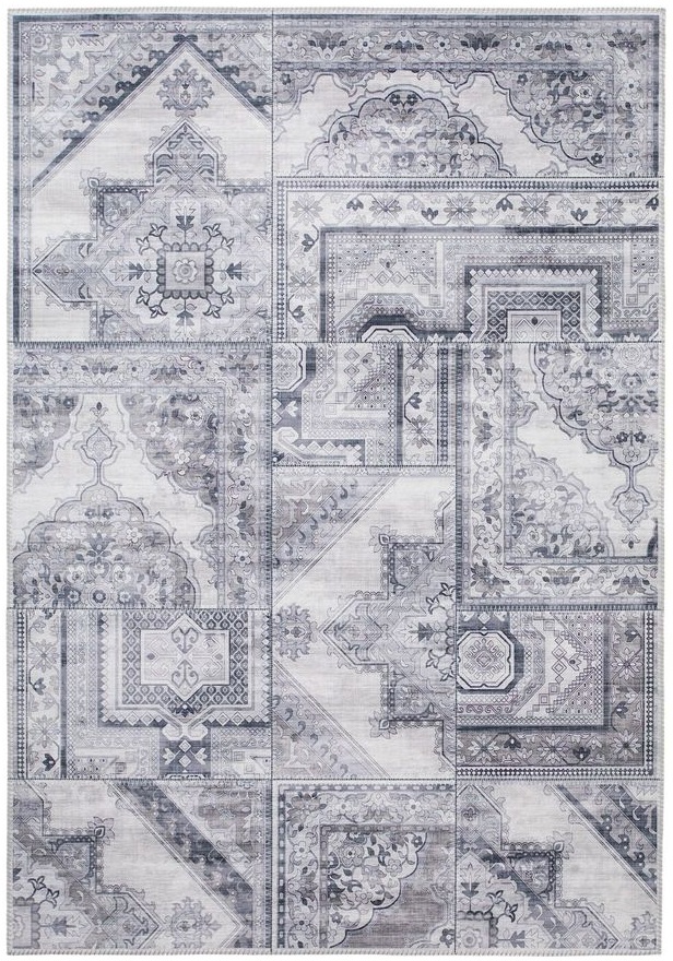 Maschinengewebter Teppich Cleo Patch - grau