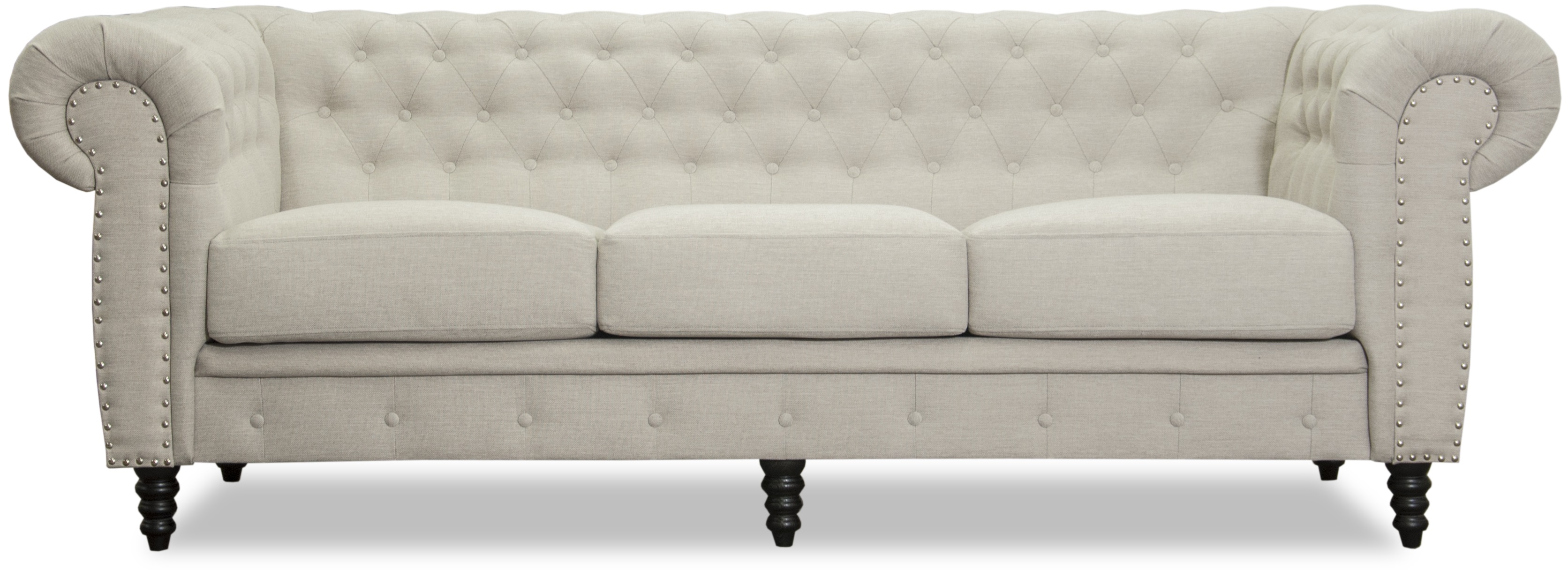 Ashford 3-Sitzer Chesterfield - Beige Leinen