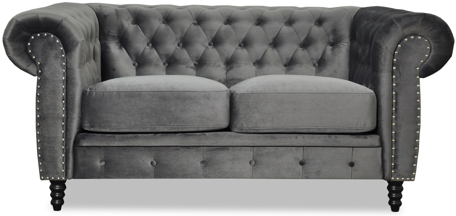 Ashford 2-Sitzer Chesterfield - Dunkelgrauer Samt Ashford 2-Sitzer Chesterfield - Dunkelgrauer Samt