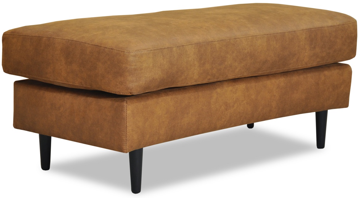 Gotland geschwungener Fu�hocker - Cognacfarbenes �koleder