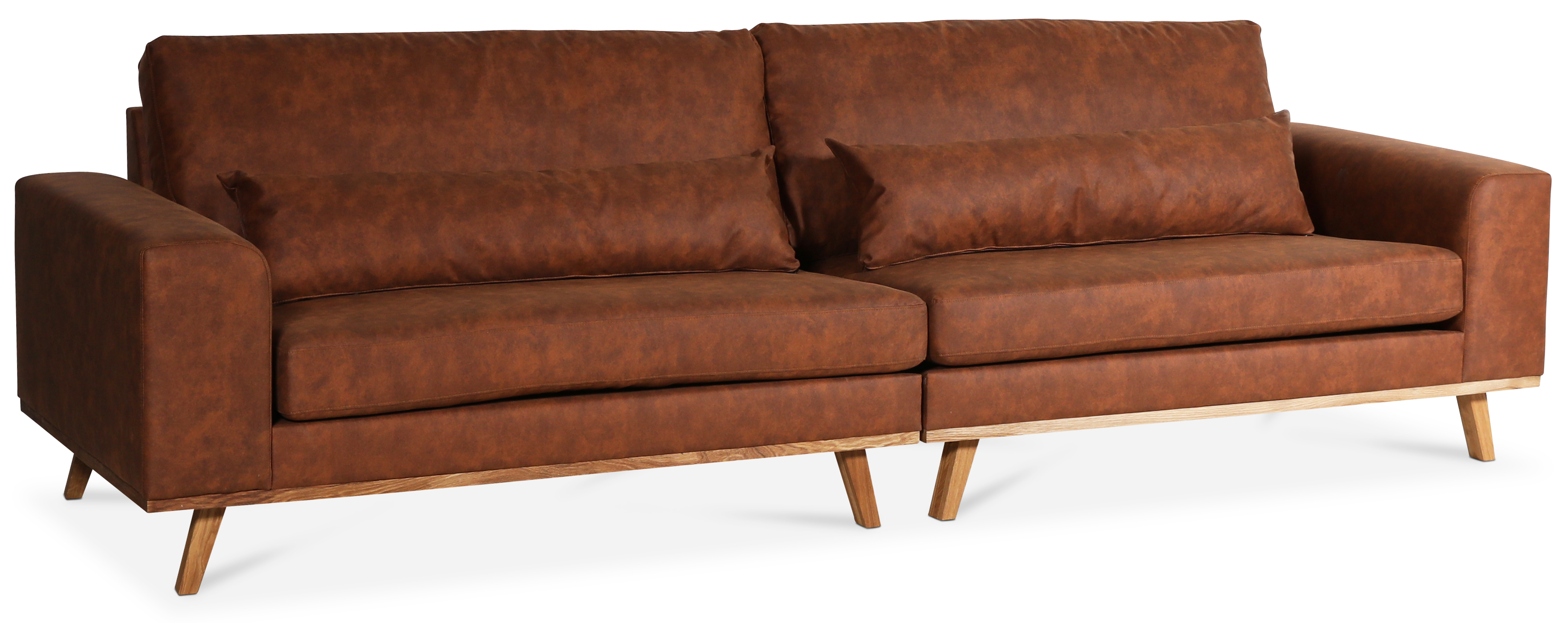 Ranger 4-Sitzer-Sofa - Cognacfarbenes �ko-Leder / Ge�lte Eiche