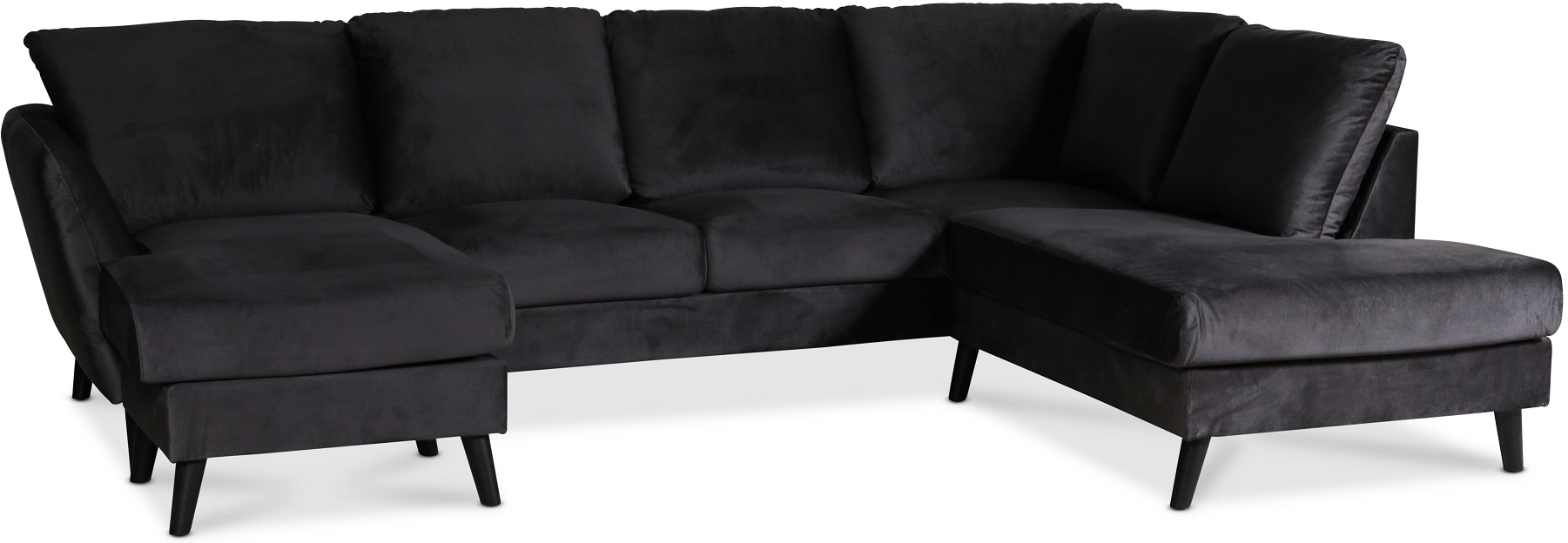 Country U-Sofa mit offenem Ende rechts - Anthrazitgrau (Samt) + M�belf��e