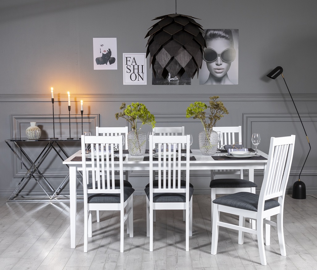 Gåsö Essgruppe 180 cm mit 6 Gåsö Stühlen - Weiß Gåsö Essgruppe 180 cm mit 6 Gåsö Stühlen - Weiß