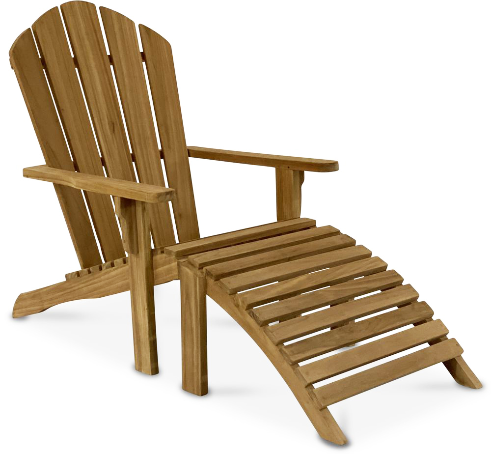 Liegestuhl + Fußhocker aus massivem Teakholz - Saltö Liegestuhl + Fußhocker aus massivem Teakholz - Saltö