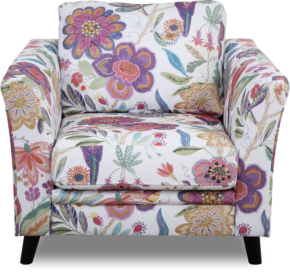 Eker� Sessel aus gebl�mtem Stoff - Eden Parrot White/Lila