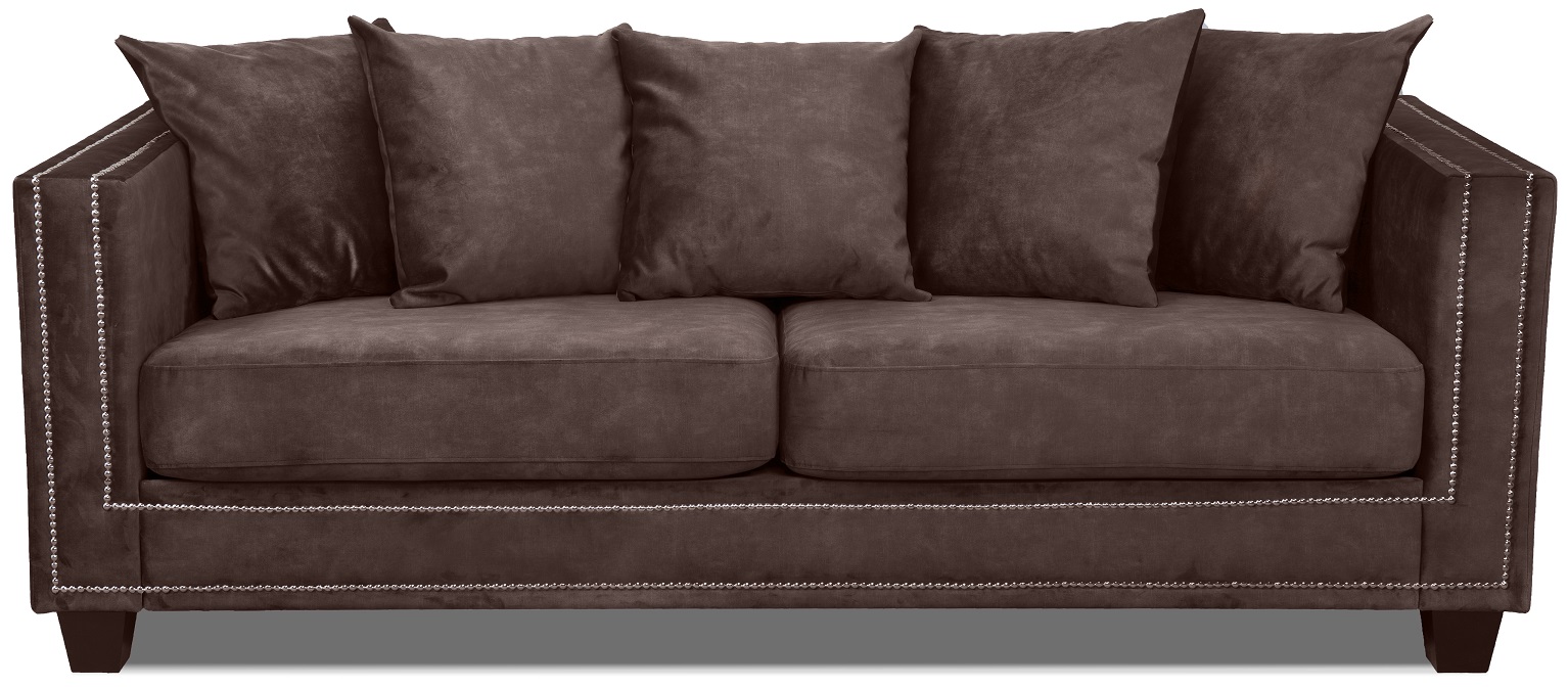 Sofa Temple mit Nieten - Vintage brauner Samt