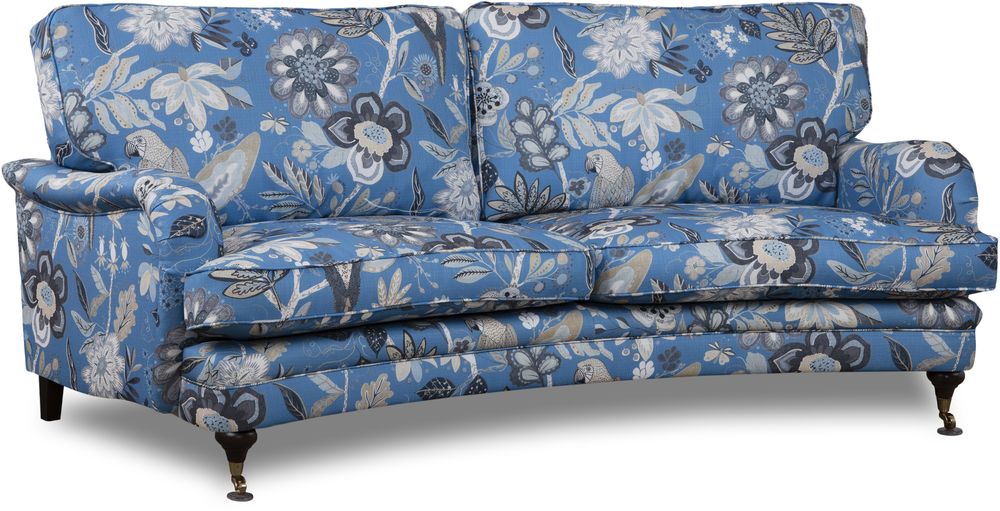 Spirit 3-Sitzer gebogenes Howard-Sofa aus Stoff mit Blumenmuster - Eden Parrot Blue