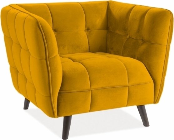 Renae-Sessel aus gelbem Samt Renae-Sessel aus gelbem Samt