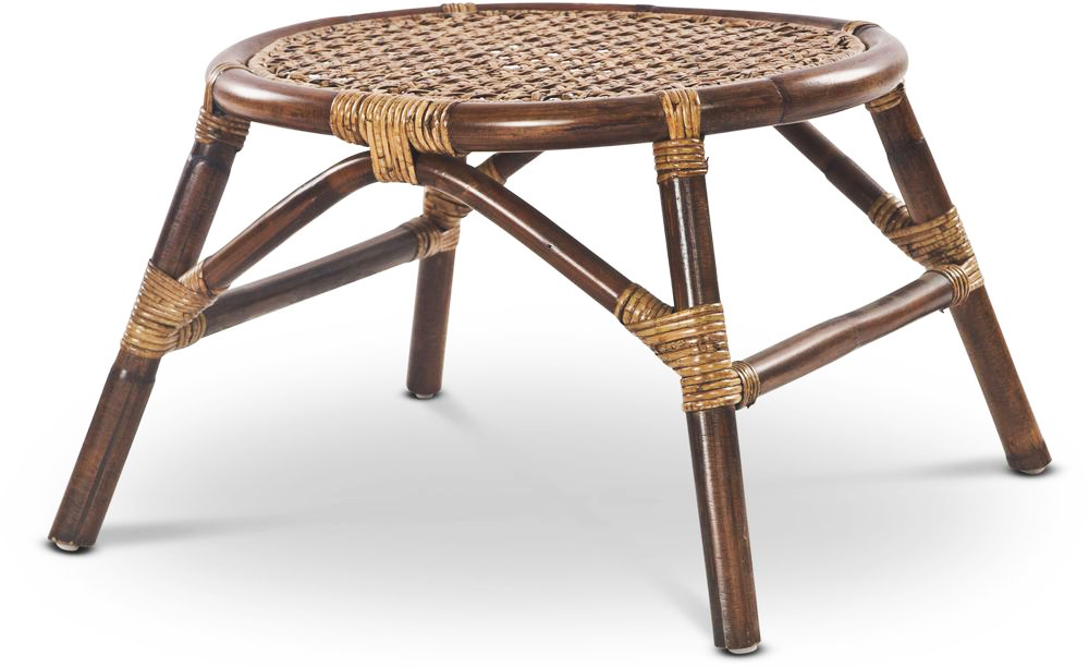 Fu�hocker Anton - Braunes Rattan + M�belf��e