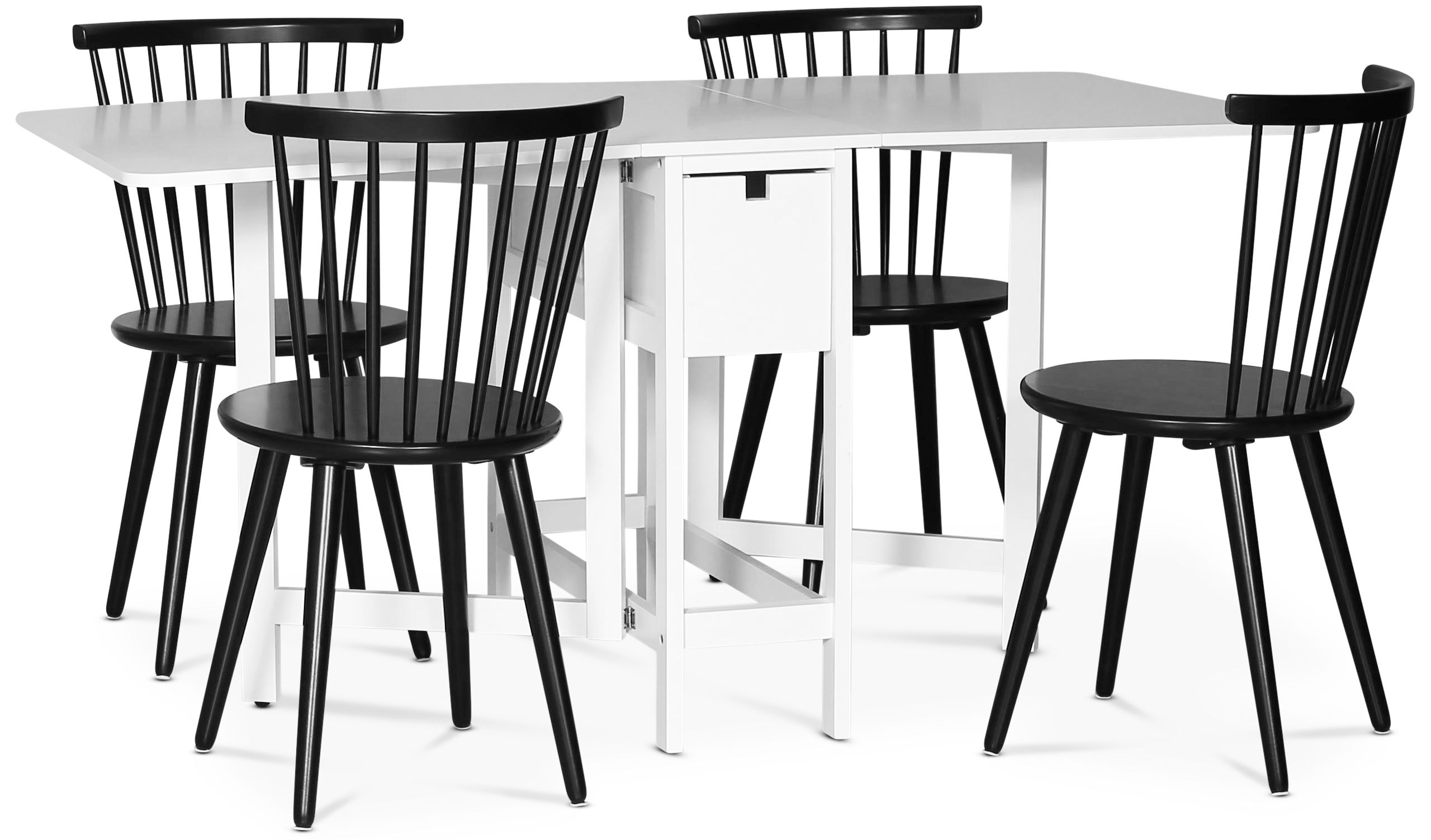 Esstisch-Set; Klapptisch mit 4 schwarzen Korbst�hlen