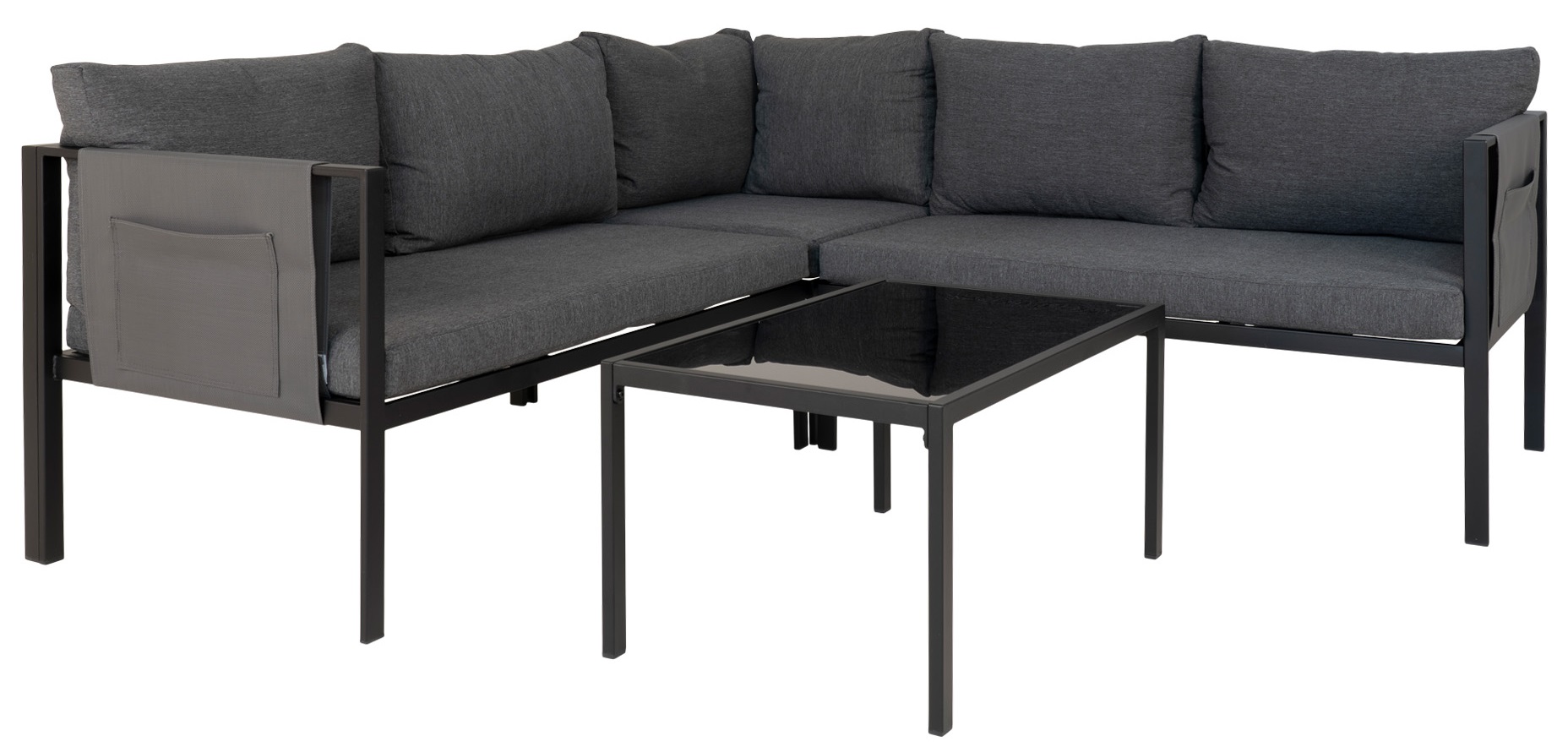 Cannes Outdoor-Gruppe - Schwarz / Grau + Textilpflege f�r M�bel