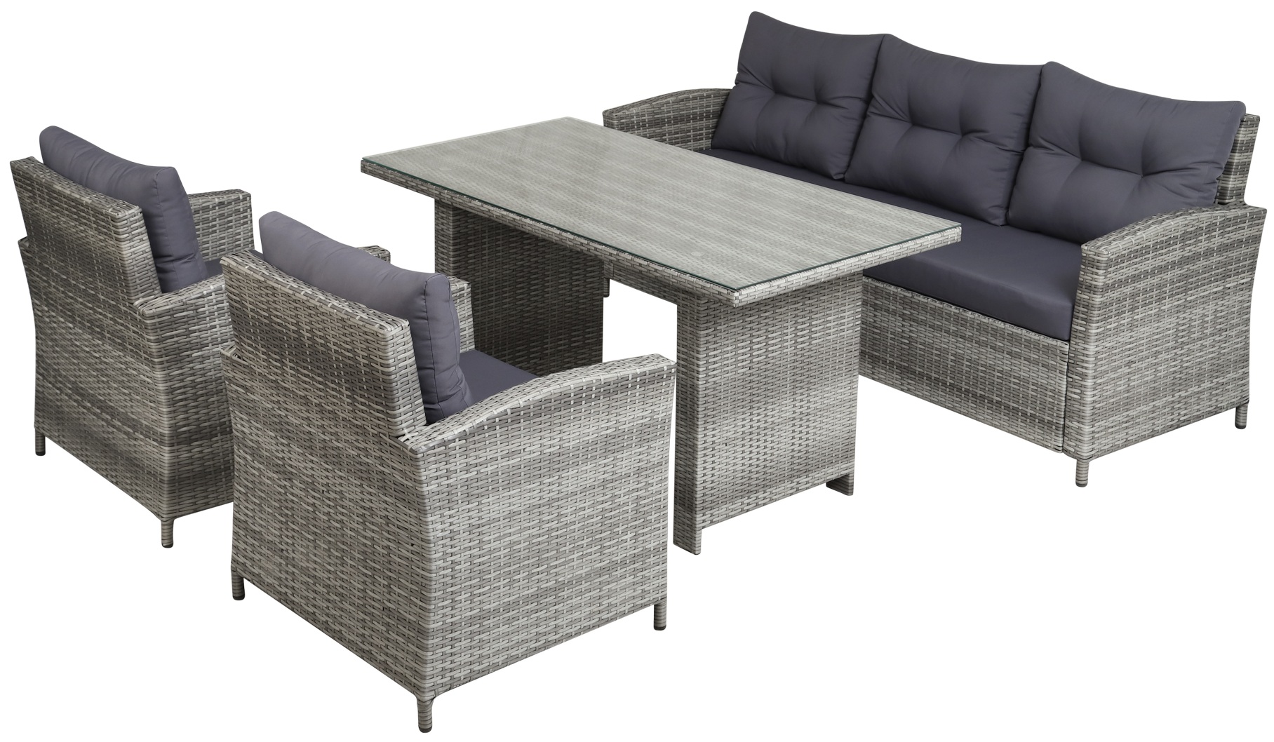 Santiago Outdoor-Gruppe aus synthetischem Rattan - Grau + M�belreinigung