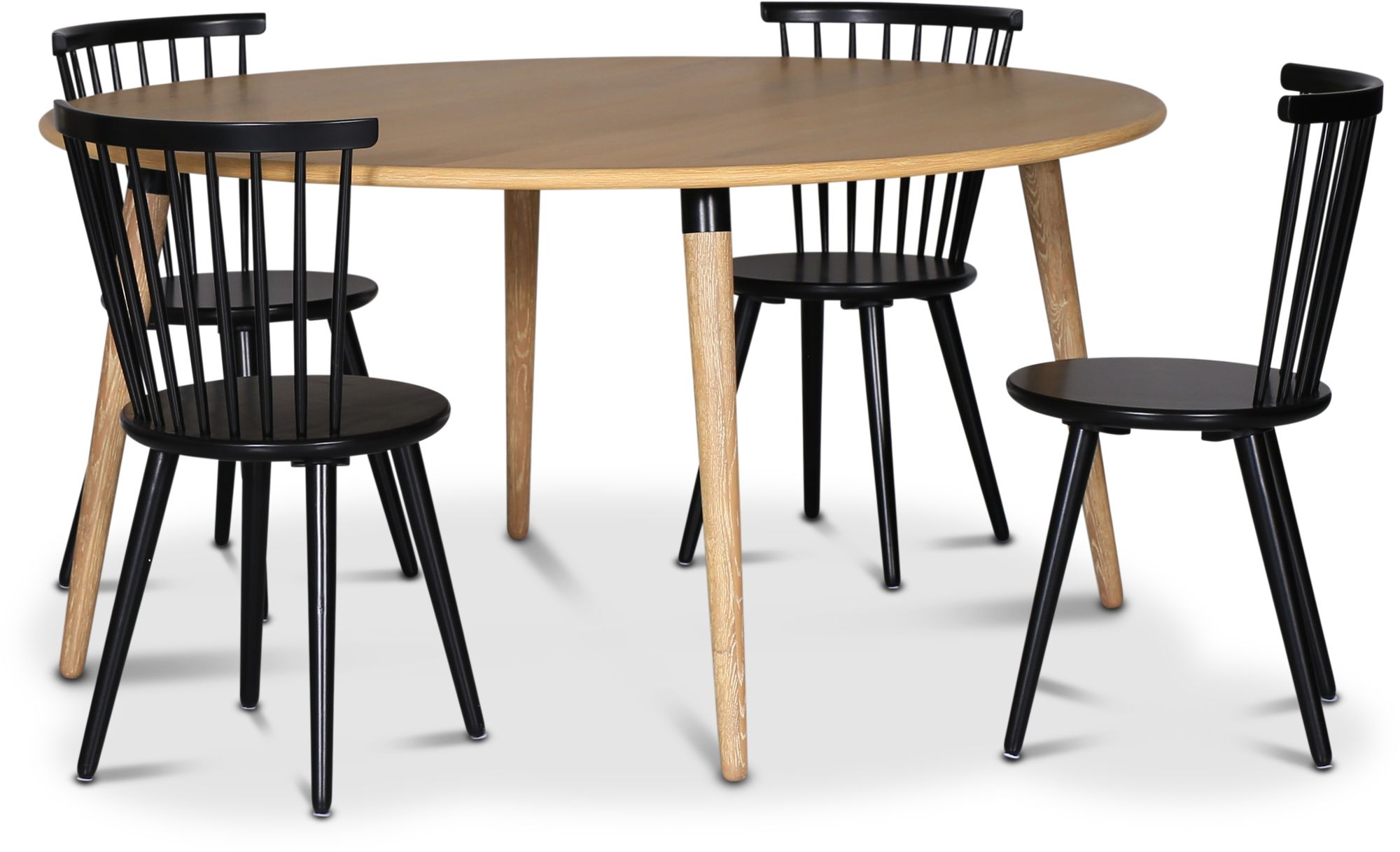 Omni-Essgruppe, runder Esstisch Ø130 cm inkl. 4 weißen Rohrstühlen Castor - Whitewash Omni-Essgruppe, runder Esstisch Ø130 cm inkl. 4 weißen Rohrstühlen Castor - Whitewash