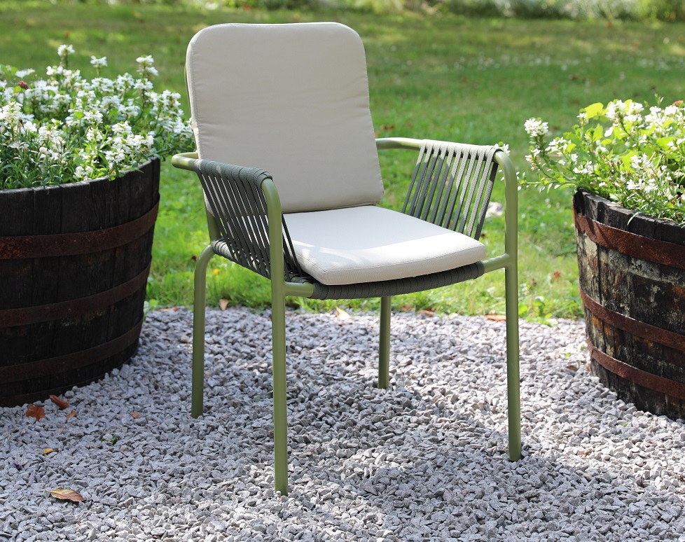 Stapelstuhl Lincoln - Gr�n mit beigem Kissen