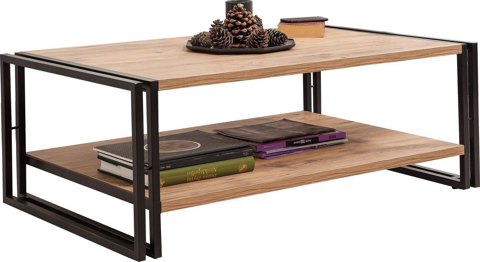 Cosmo Rectus Couchtisch 110 x 70 cm - Kiefer/schwarz