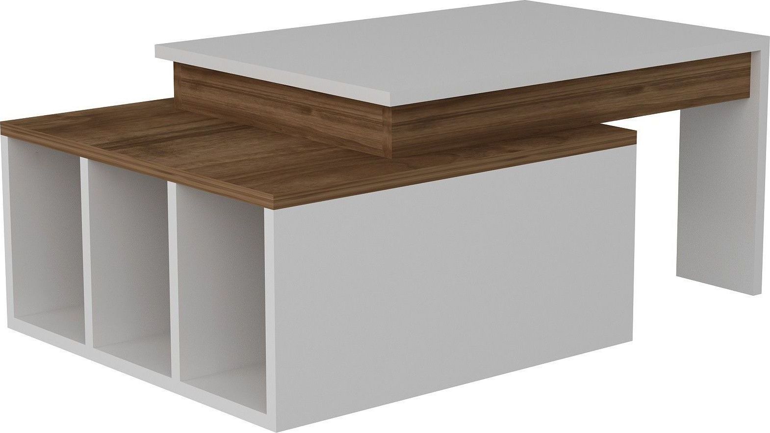 Kolarado Couchtisch 90 x 60 cm - Wei�/Walnuss