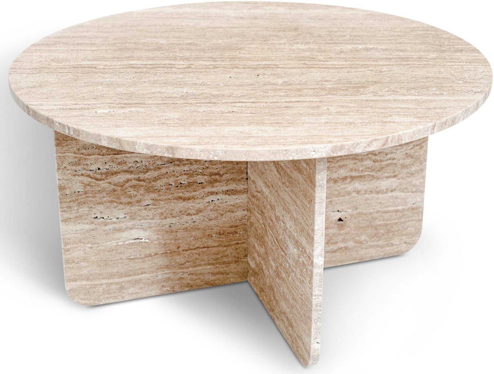 Ebener runder Steintisch aus Travertin �85 cm