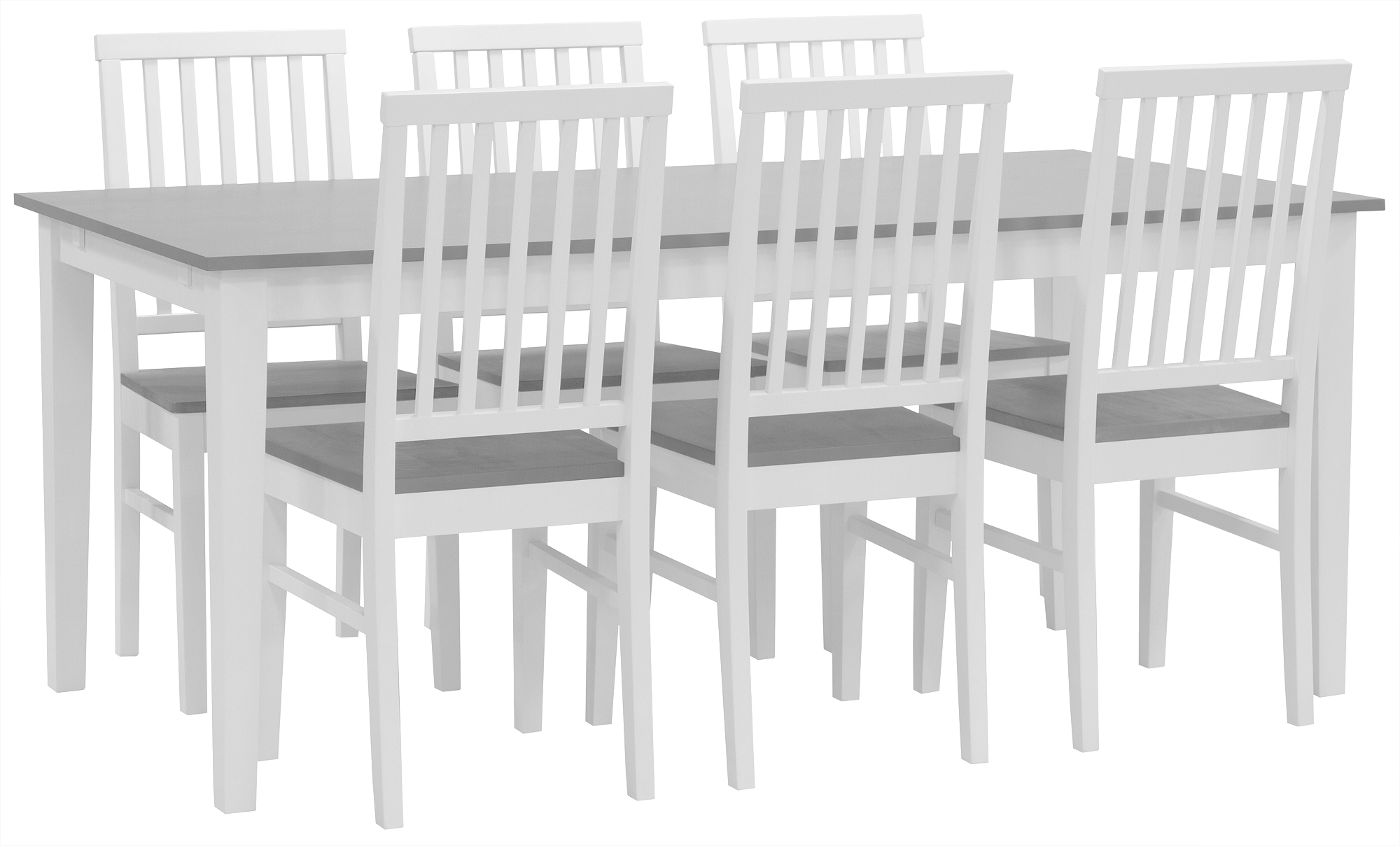 Esszimmergarnitur 6 St�hle + Tisch 180x90 cm - wei�/grau + 4.00 x M�belf��e