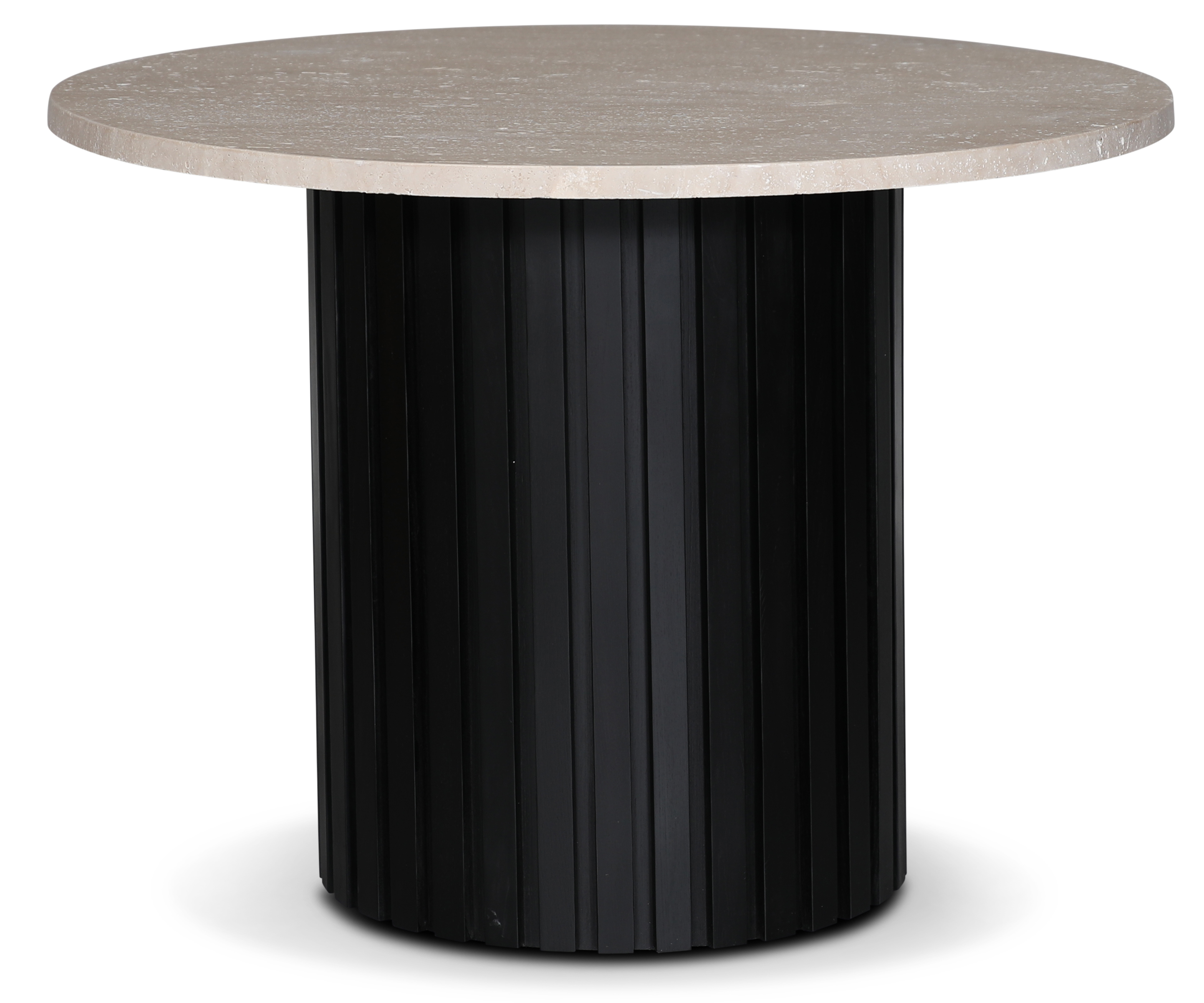 PiPi runder Esstisch �105 cm - Schwarz gebeiztes Holz / Travertinstein