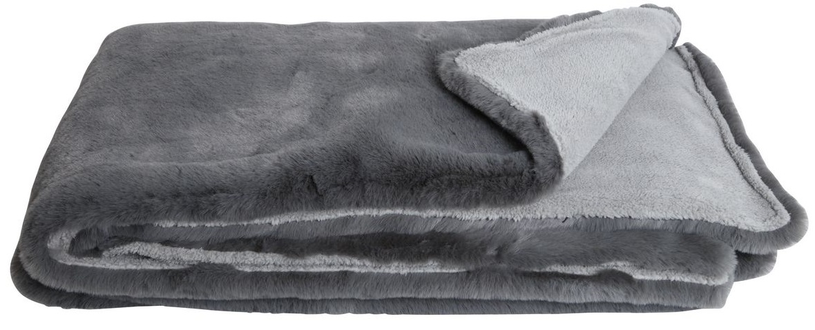 Softy Plaid 130x170 cm - Dunkelgrau / Wei�