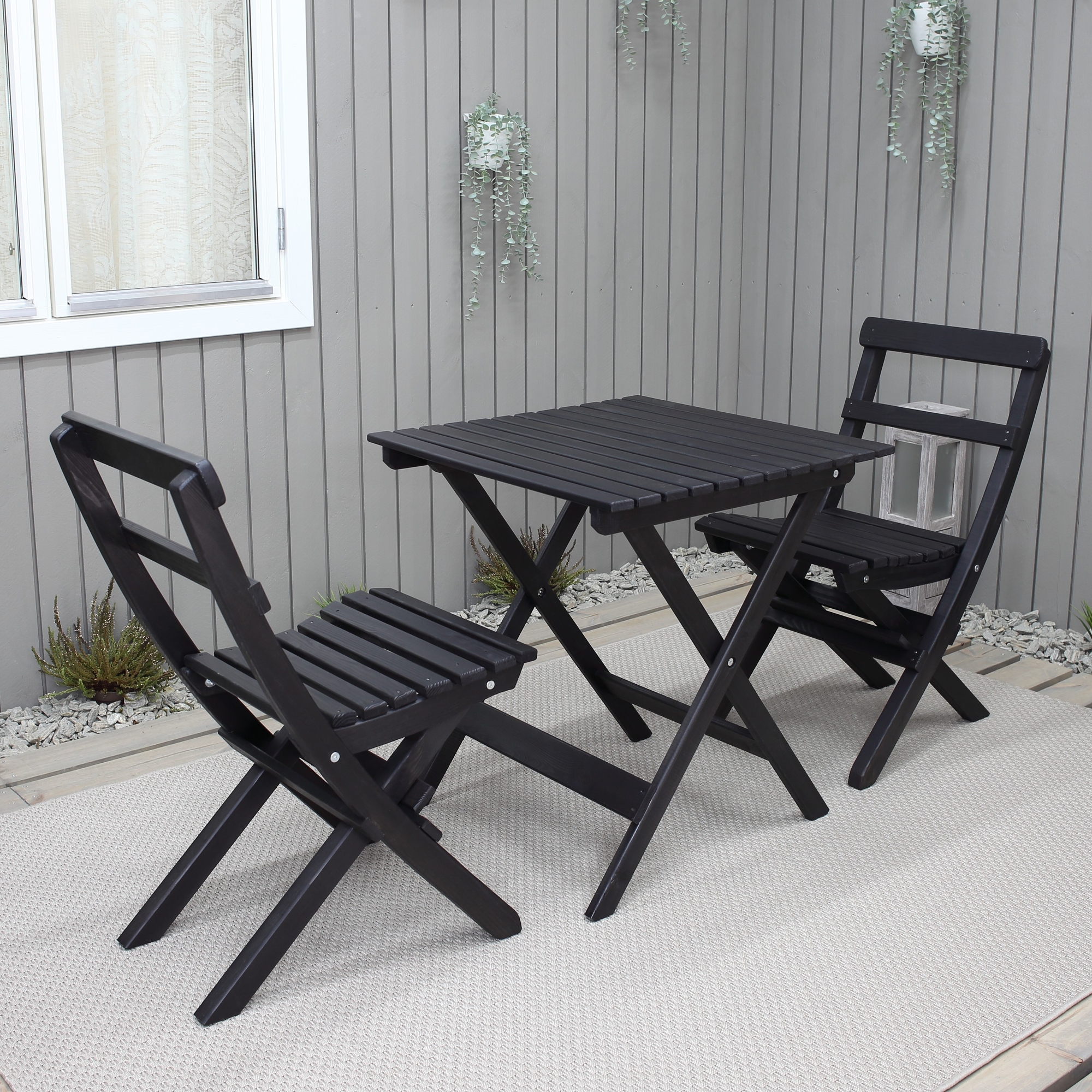 Wilma Outdoor-Gruppentisch 65 x 65 cm inkl. 2 Knohult-St�hlen - Schwarz