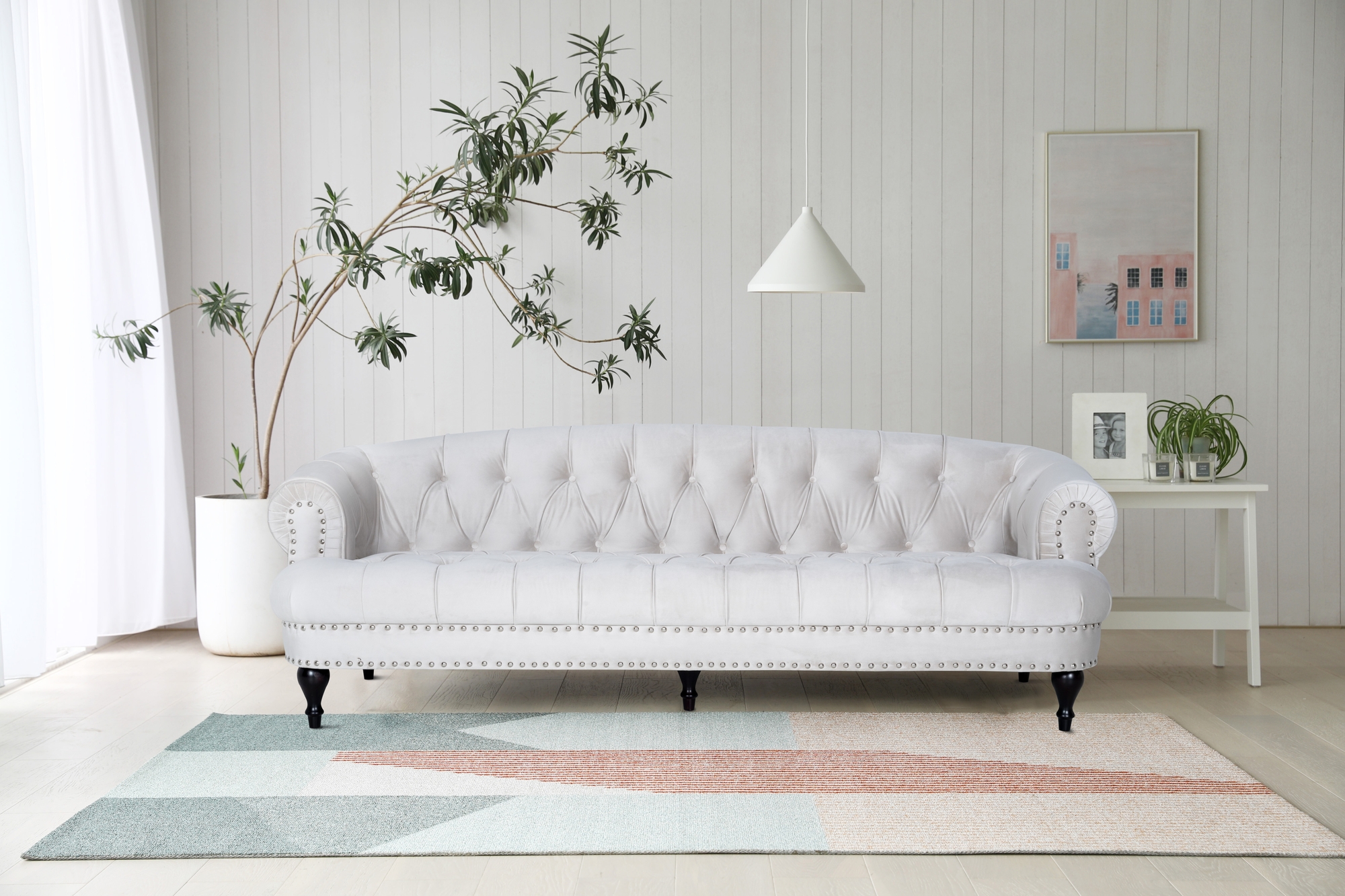 Sofa 3-Sitzer Chesterfield beige Samt