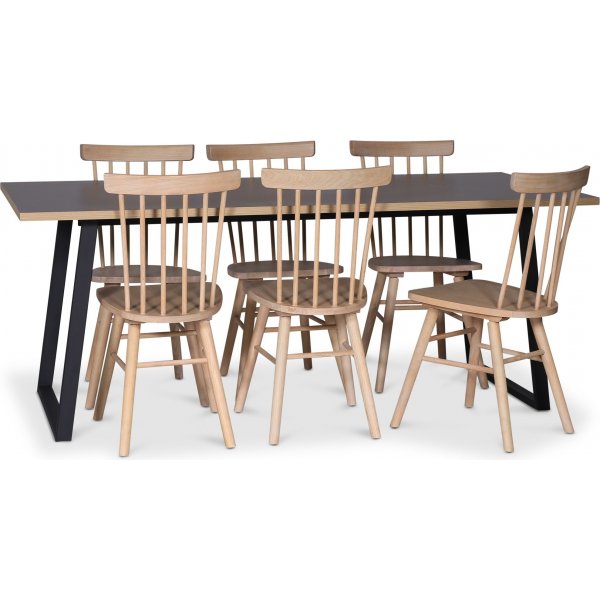 Edge 3.0 Essgruppe 190x90 cm inkl. 6 wei gelten Orust-Stegsthlen - Grau Hochdrucklaminat (HPL)