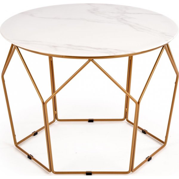 Couchtisch Wisconsin Ø60 cm - Weißer Marmor/Gold Couchtisch Wisconsin Ø60 cm - Weißer Marmor/Gold