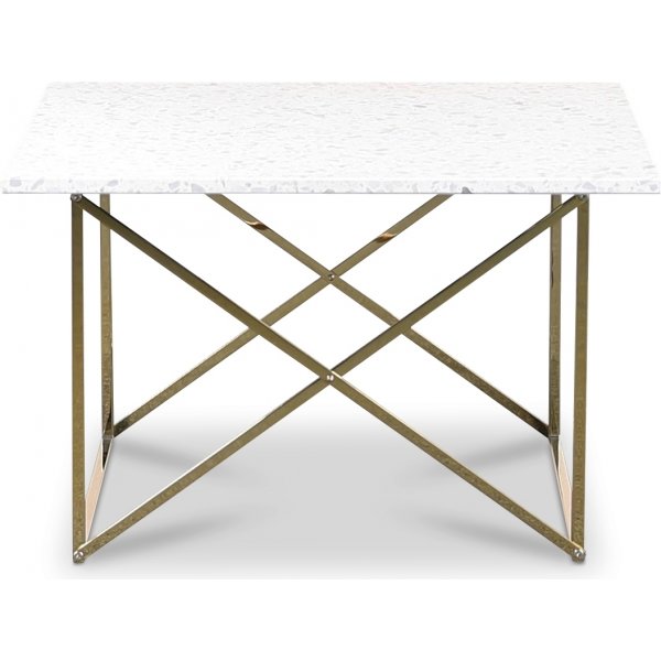 Terrazzo Couchtisch 75x75cm - Bianco Terrazzo & MessingUntergestell