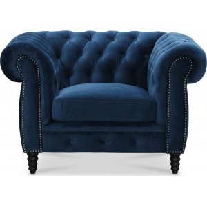 Chesterfield Cambridge Sessel - Blauer Samt