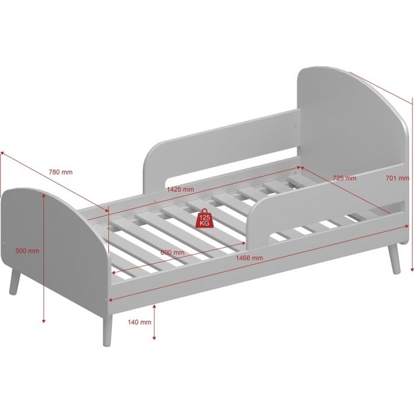 Gaia Kinderbett 70 x 140 cm - Wei