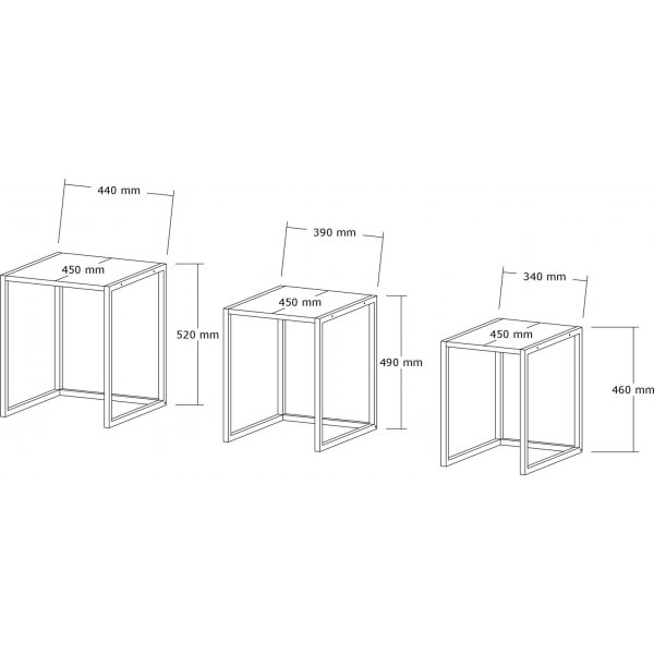Tali Tisch 34/39/44 x 45 cm - Schwarz/Grau