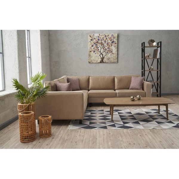 Kale Ecksofa - Cremiger Samt