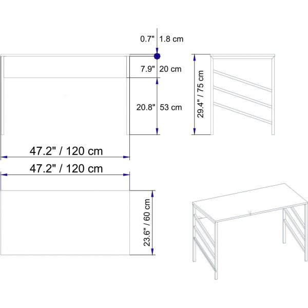Tuna Schreibtisch 120x60 cm - Gold/Weiß Tuna Schreibtisch 120x60 cm - Gold/Weiß