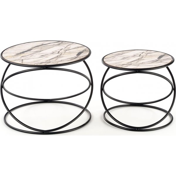 Mille Couchtisch Ø40/50 cm - Weißer Marmor/Schwarz Mille Couchtisch Ø40/50 cm - Weißer Marmor/Schwarz