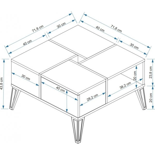 Nirvana Couchtisch 71,8 x 71,8 cm - Wei/Schwarz