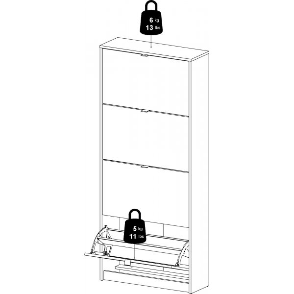 Schuhe tiefer Schuhschrank mit 4 Fächern - Schwarz Schuhe tiefer Schuhschrank mit 4 Fächern - Schwarz