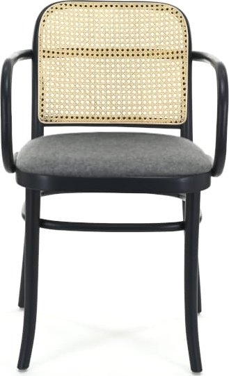 Nr. 811 Gestellstuhl mit Rattanlehne - Optionale Farbe des Gestells und der Polsterung