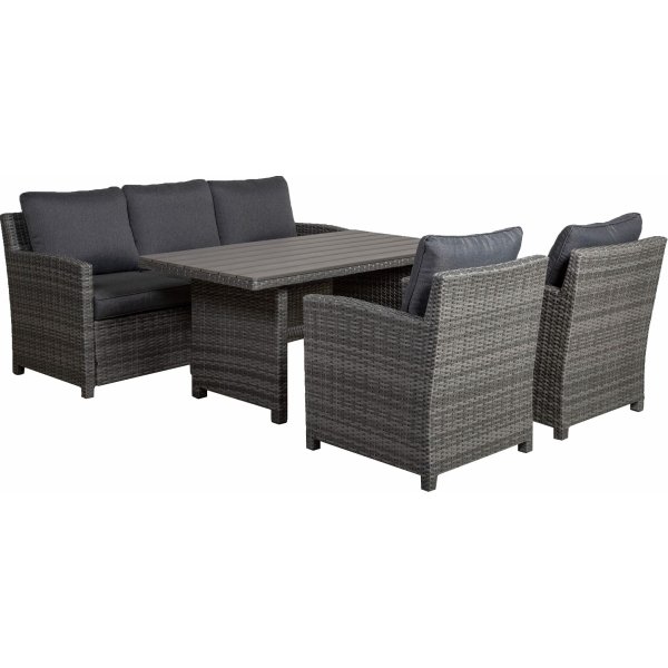Torekov Outdoor-Gruppe mit Esstisch - Graues synthetisches Rattan