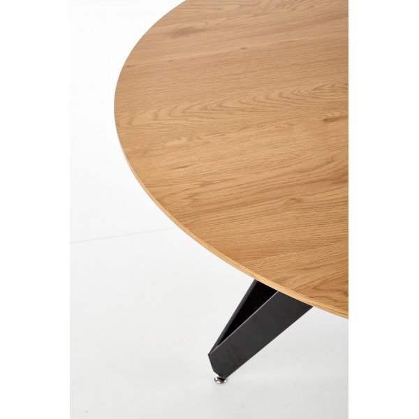 Metallischer runder Esstisch 120 cm - Eiche/Schwarz