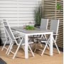 Albany Outdoor-Ess-Set mit 4 Break-Sthlen - Grau/Wei