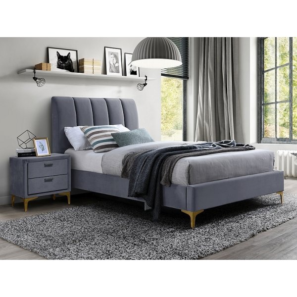 Mirage 90x200 cm Bettgestell aus grauem Samt